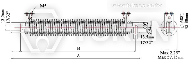 (DRE-R) Bar-Mount Edgewound Dimensions