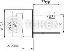 Hermetical package 12mm Cds Photo Resistors PGM12**-MP series Dimensions