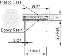 Hermetical package 20mm CDS Photo Resistors PGM20**-PP series Dimensions