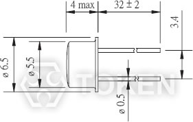 Hermetical package 5mm CDS Photo Resistors PGM55**-MP series Dimensions