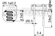 Epoxy resin package 5mm CDS Photo Resistors PGM5**** series Dimensions