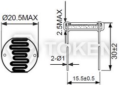 Epoxy resin package 20mm CDS Photo Resistors PGM20** series Dimensions